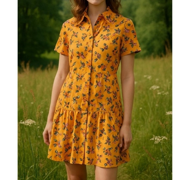 Donna Morgan Dresses & Skirts - NWOT Donna Morgan Button Front Fruit Print Boho Mini Dress